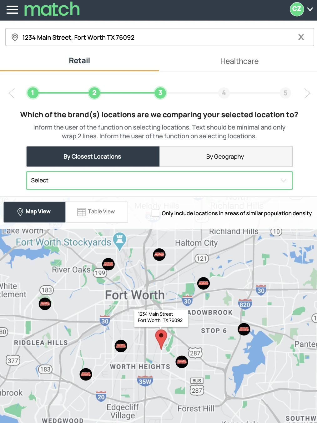 Match supporting preview showing mobile map experience